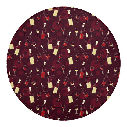 Glasses And Bottles Of Wine Print Round Blanket