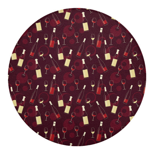 Glasses And Bottles Of Wine Print Round Blanket
