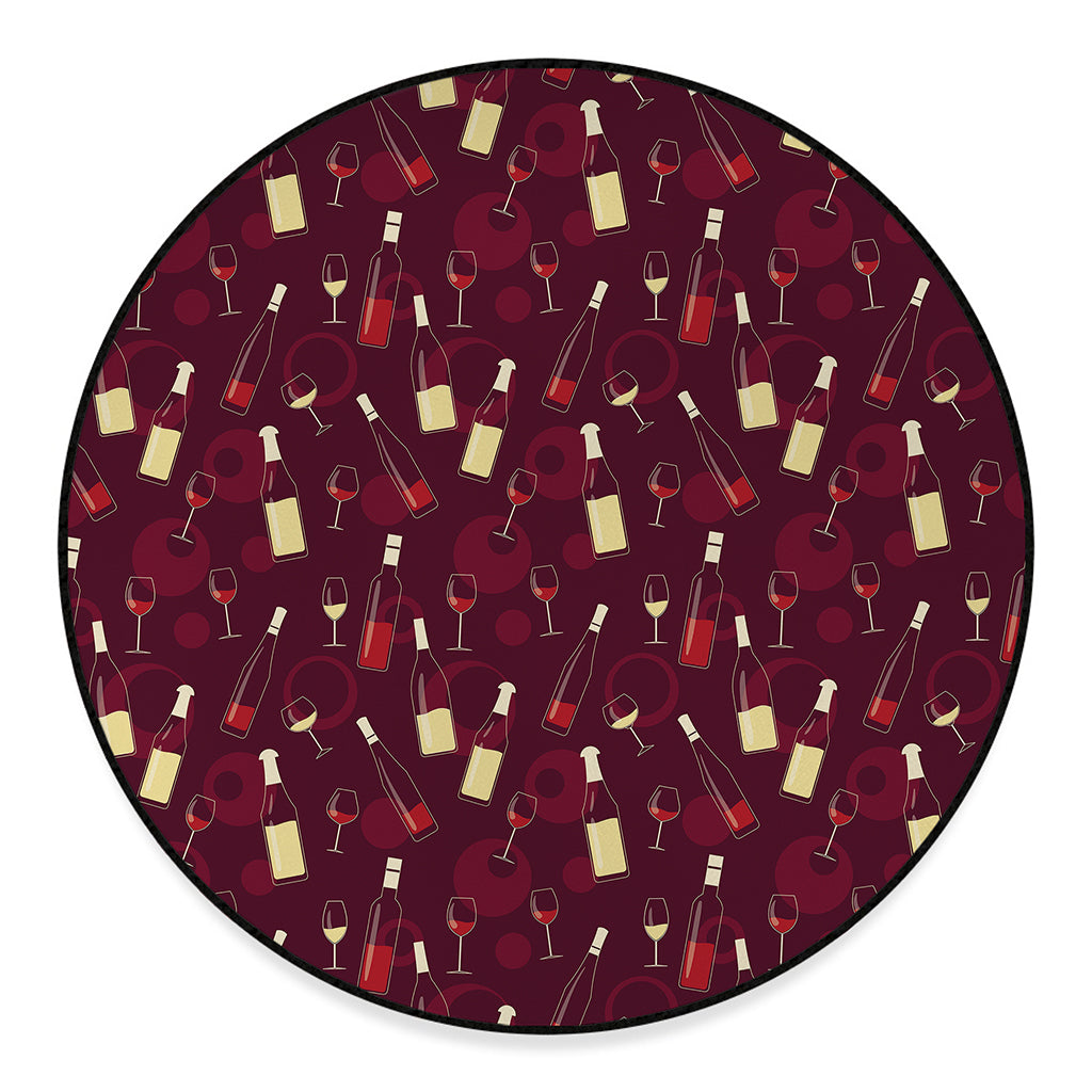 Glasses And Bottles Of Wine Print Round Floor Mat