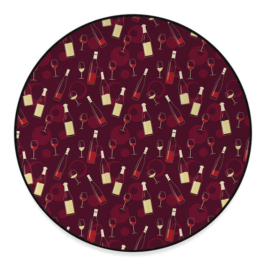Glasses And Bottles Of Wine Print Round Floor Mat