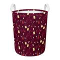 Glasses And Bottles Of Wine Print Round Laundry Basket