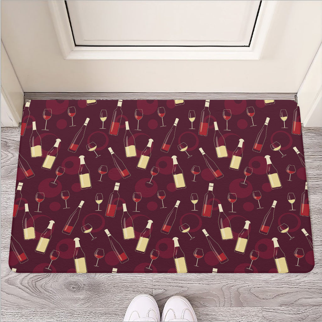 Glasses And Bottles Of Wine Print Rubber Doormat