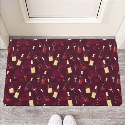 Glasses And Bottles Of Wine Print Rubber Doormat