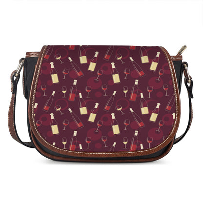 Glasses And Bottles Of Wine Print Saddle Bag