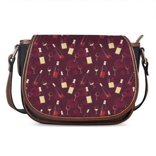 Glasses And Bottles Of Wine Print Saddle Bag