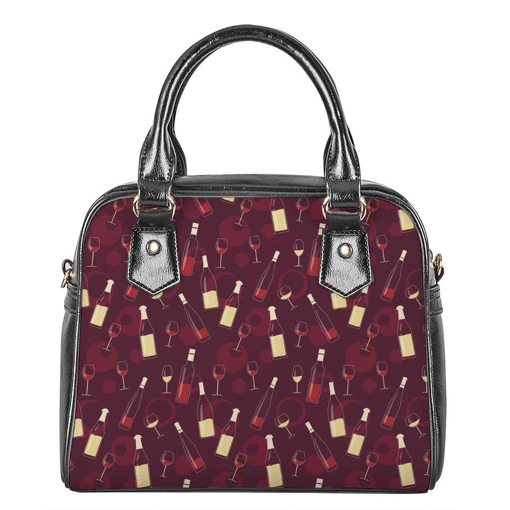 Glasses And Bottles Of Wine Print Shoulder Handbag