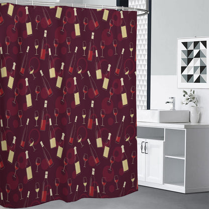 Glasses And Bottles Of Wine Print Shower Curtain