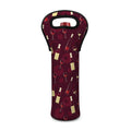 Glasses And Bottles Of Wine Print Single Neoprene Wine Tote