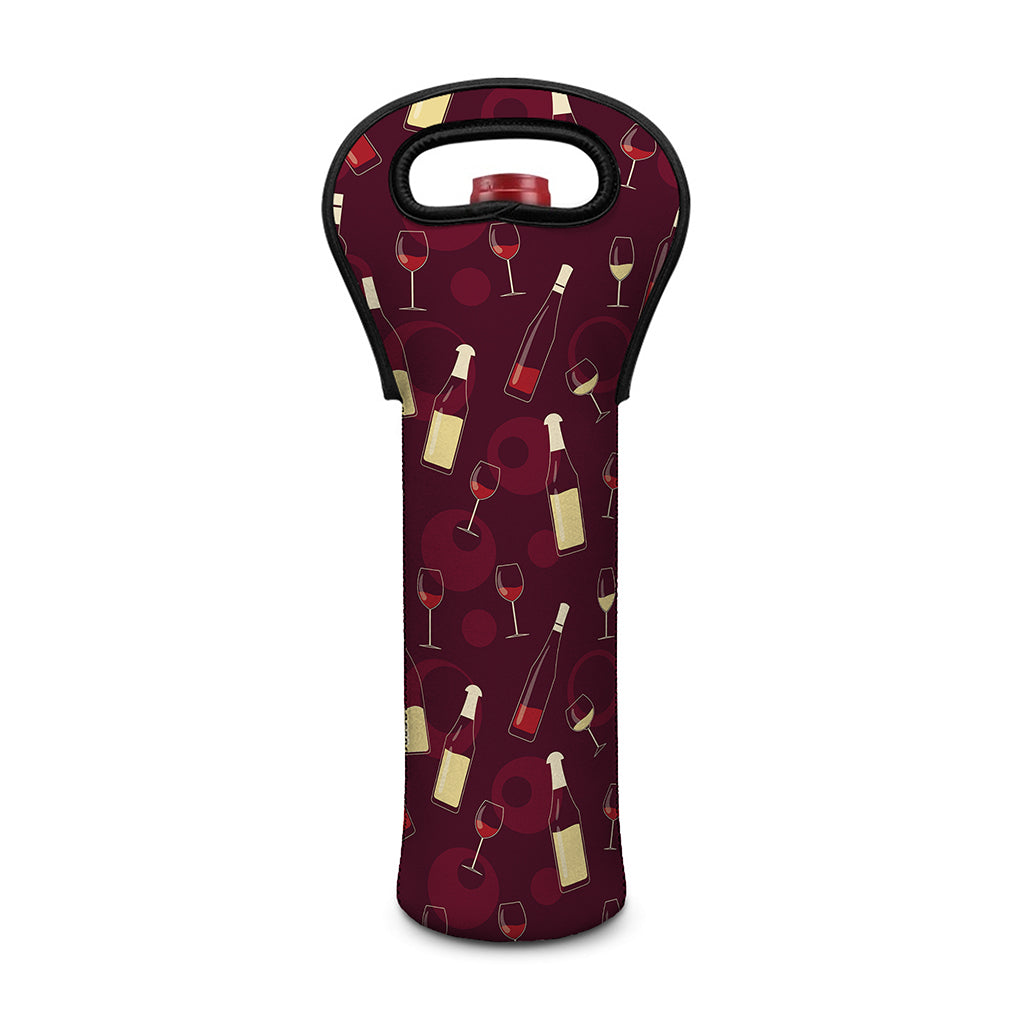 Glasses And Bottles Of Wine Print Single Neoprene Wine Tote