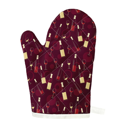 Glasses And Bottles Of Wine Print Single Oven Mitt
