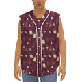 Glasses And Bottles Of Wine Print Sleeveless Baseball Jersey