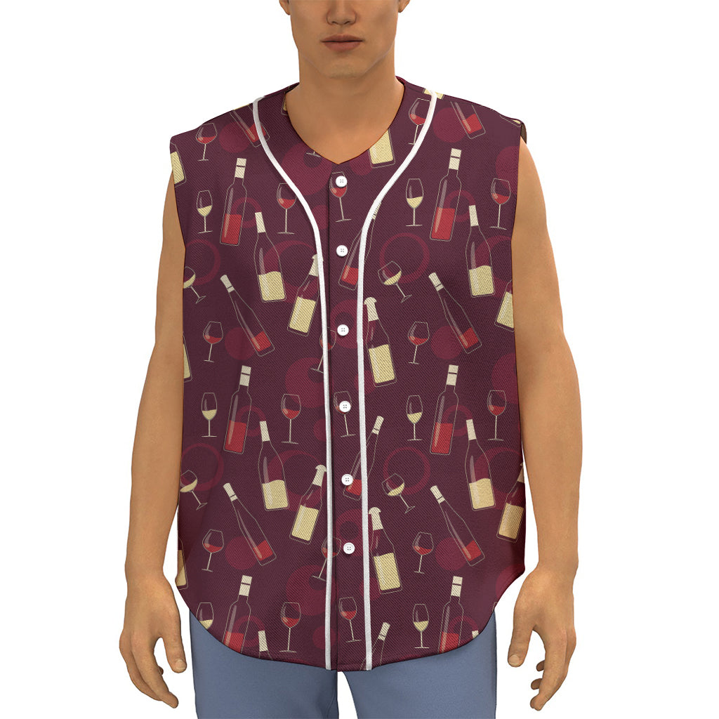 Glasses And Bottles Of Wine Print Sleeveless Baseball Jersey