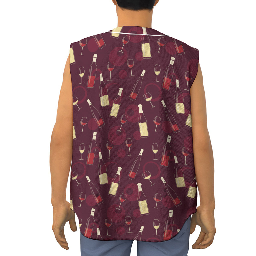 Glasses And Bottles Of Wine Print Sleeveless Baseball Jersey