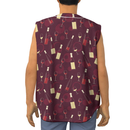 Glasses And Bottles Of Wine Print Sleeveless Baseball Jersey
