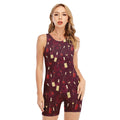 Glasses And Bottles Of Wine Print Sleeveless One Piece Swimsuit