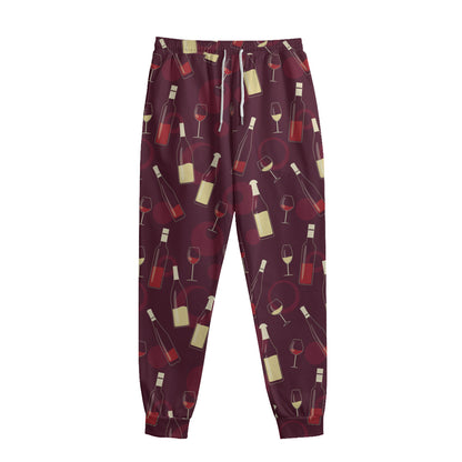 Glasses And Bottles Of Wine Print Sweatpants