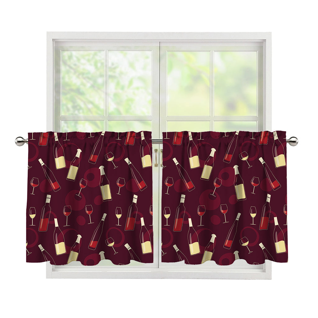 Glasses And Bottles Of Wine Print Tier Curtains