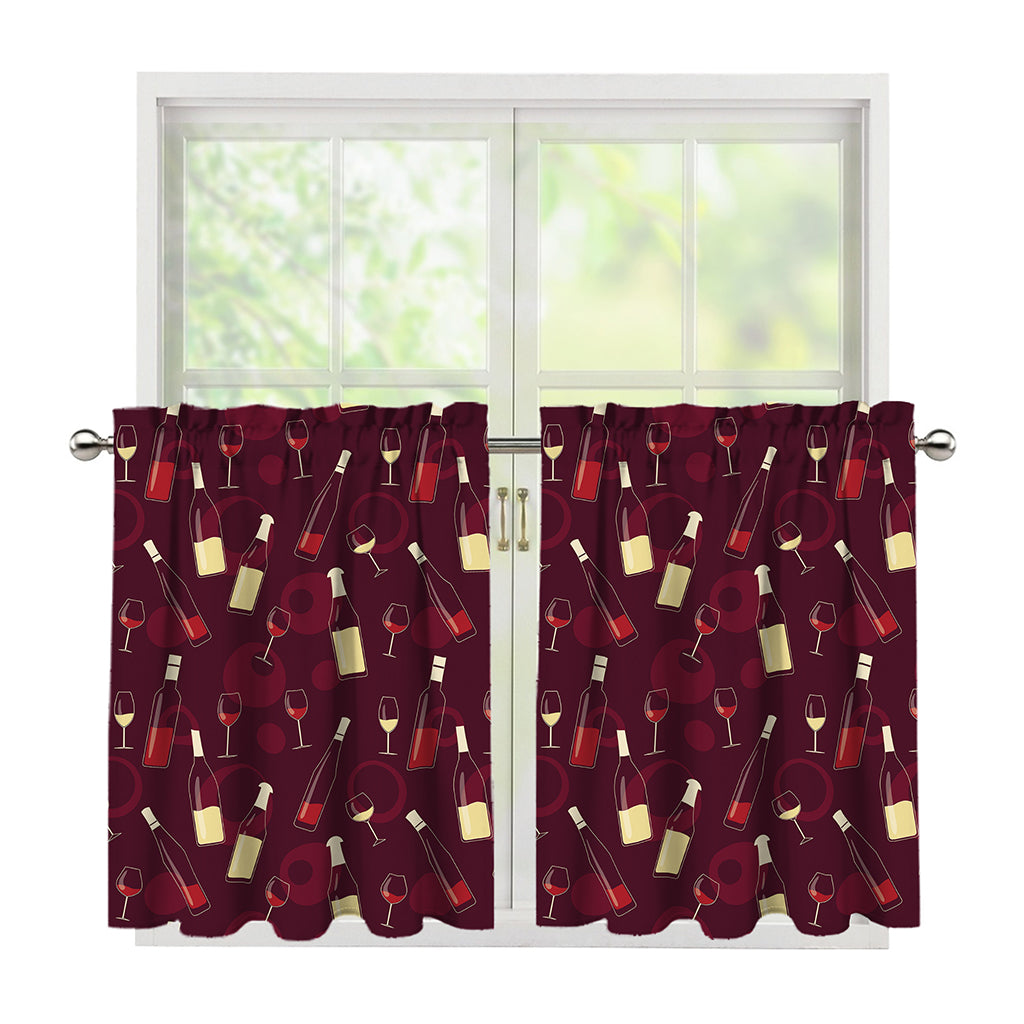 Glasses And Bottles Of Wine Print Tier Curtains