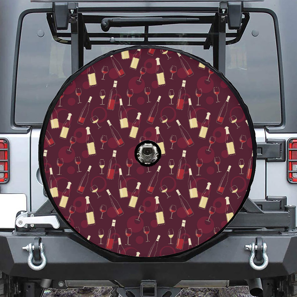 Glasses And Bottles Of Wine Print Tire Cover With Camera Hole