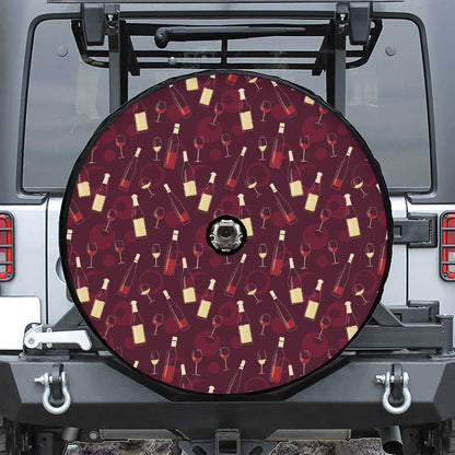 Glasses And Bottles Of Wine Print Tire Cover With Camera Hole