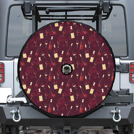Glasses And Bottles Of Wine Print Tire Cover With Camera Hole