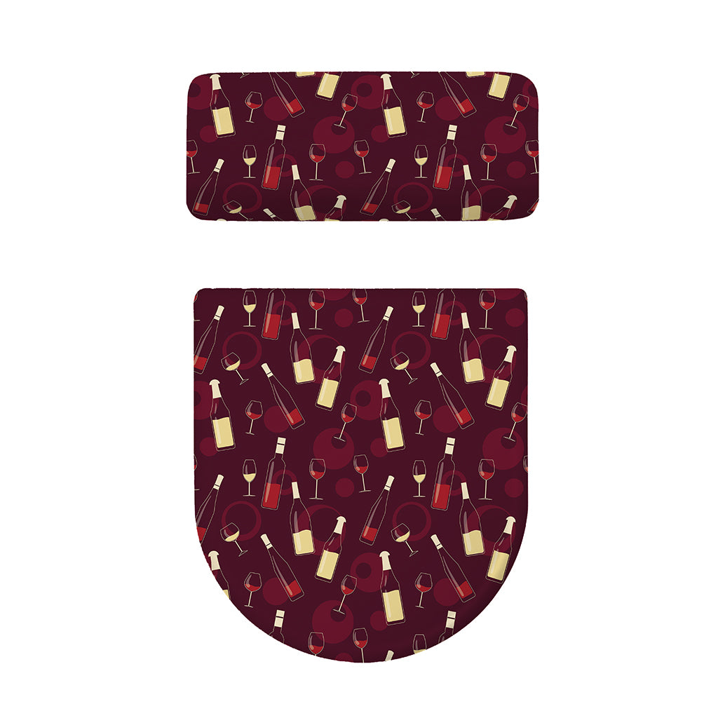 Glasses And Bottles Of Wine Print Toilet Lid And Tank Cover Set