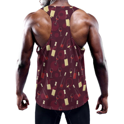 Glasses And Bottles Of Wine Print Training Tank Top