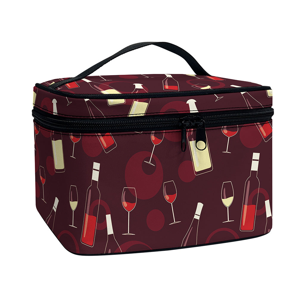 Glasses And Bottles Of Wine Print Travel Makeup Bag