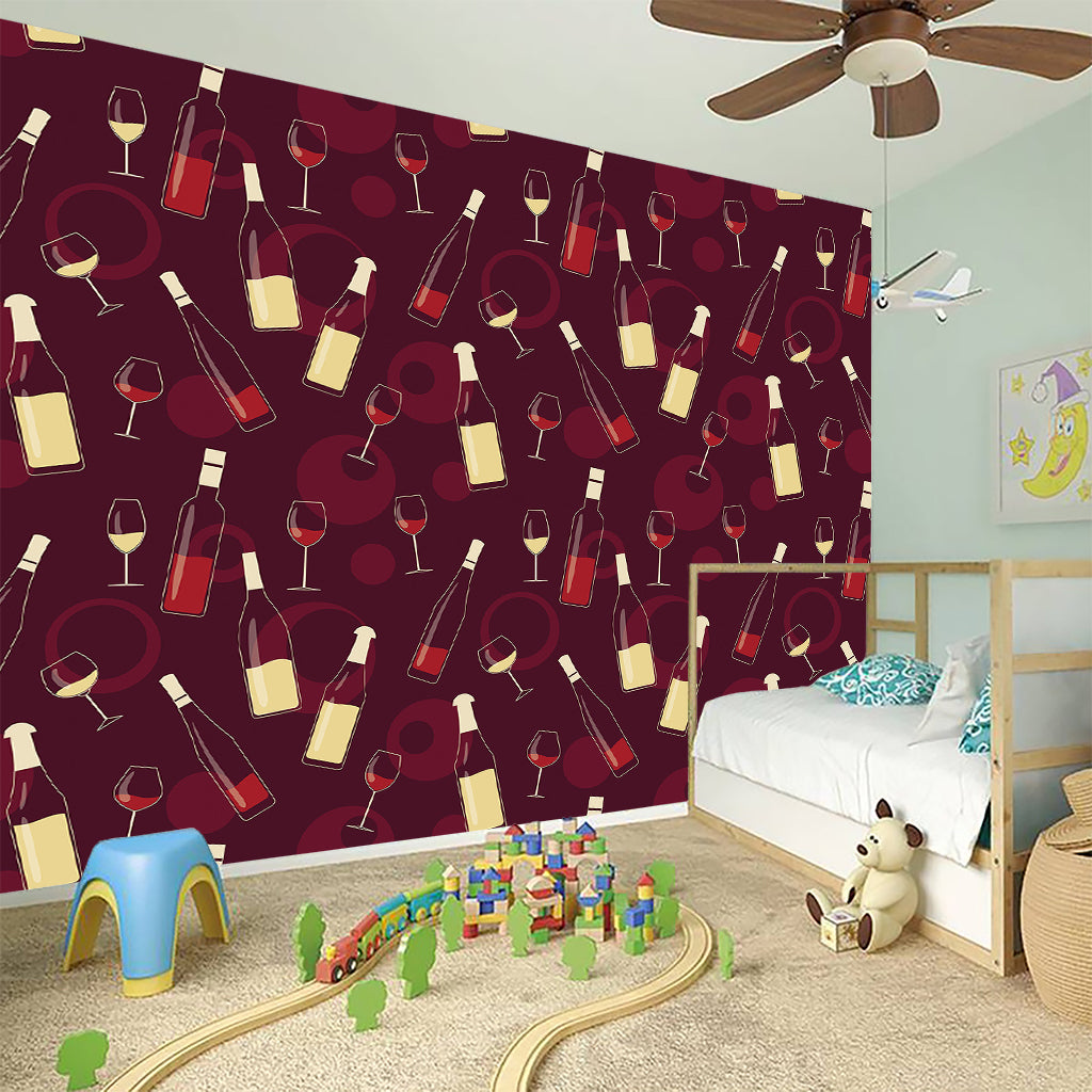 Glasses And Bottles Of Wine Print Wall Sticker