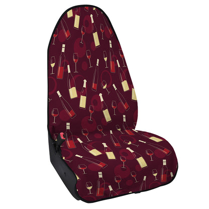 Glasses And Bottles Of Wine Print Waterproof Car Seat Cover
