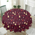 Glasses And Bottles Of Wine Print Waterproof Round Tablecloth