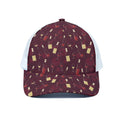 Glasses And Bottles Of Wine Print White Mesh Trucker Hat