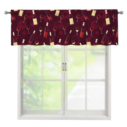 Glasses And Bottles Of Wine Print Window Valance