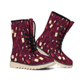 Glasses And Bottles Of Wine Print Winter Boots