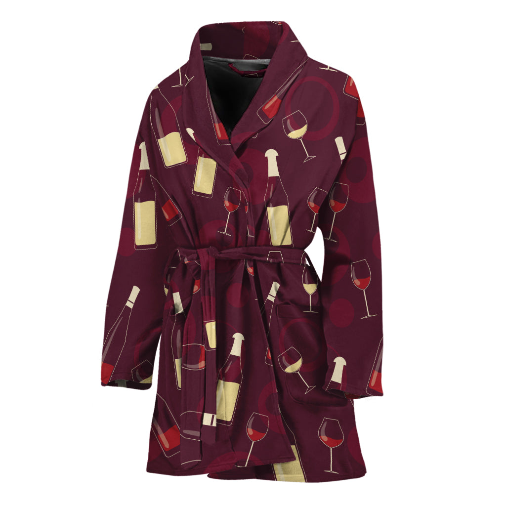 Glasses And Bottles Of Wine Print Women's Bathrobe