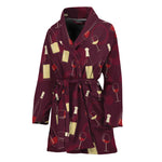 Glasses And Bottles Of Wine Print Women's Bathrobe