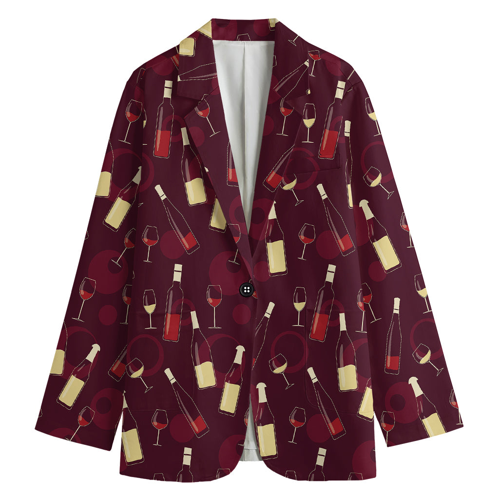 Glasses And Bottles Of Wine Print Women's Blazer