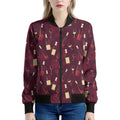 Glasses And Bottles Of Wine Print Women's Bomber Jacket