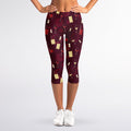 Glasses And Bottles Of Wine Print Women's Capri Leggings