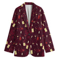 Glasses And Bottles Of Wine Print Women's Cotton Blazer