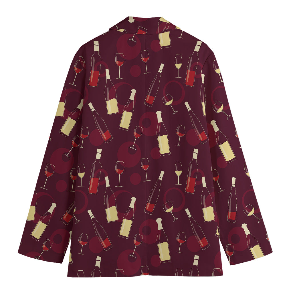Glasses And Bottles Of Wine Print Women's Cotton Blazer