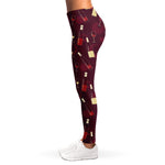 Glasses And Bottles Of Wine Print Women's Leggings