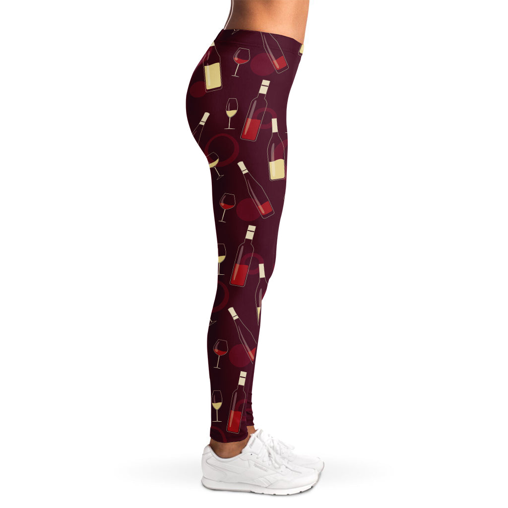 Glasses And Bottles Of Wine Print Women's Leggings