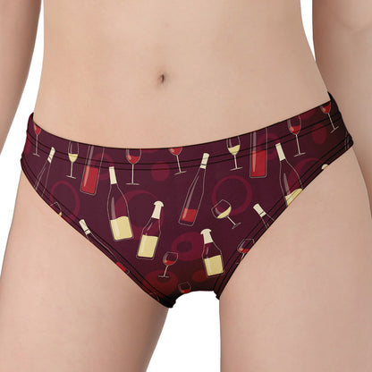 Glasses And Bottles Of Wine Print Women's Panties
