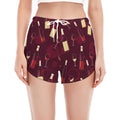 Glasses And Bottles Of Wine Print Women's Split Running Shorts
