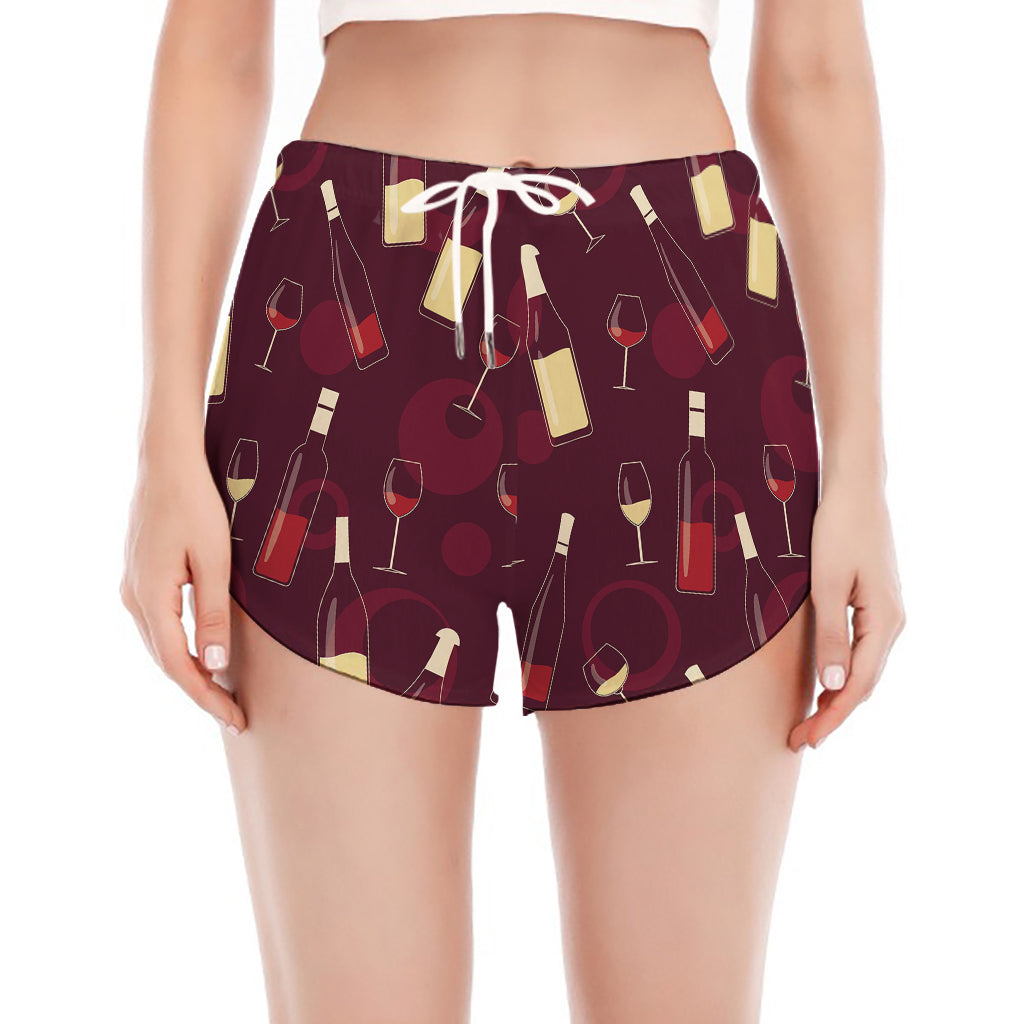 Glasses And Bottles Of Wine Print Women's Split Running Shorts