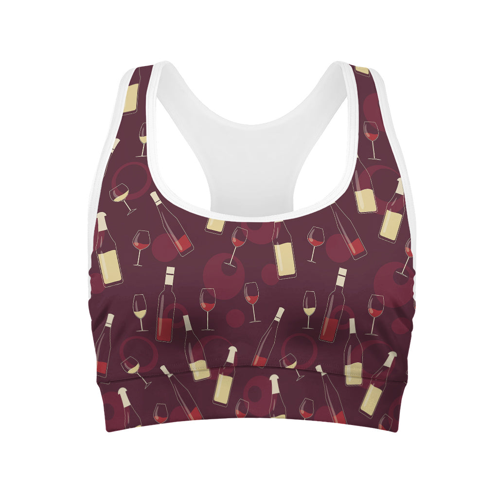Glasses And Bottles Of Wine Print Women's Sports Bra