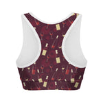 Glasses And Bottles Of Wine Print Women's Sports Bra