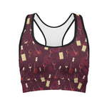 Glasses And Bottles Of Wine Print Women's Sports Bra
