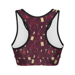 Glasses And Bottles Of Wine Print Women's Sports Bra